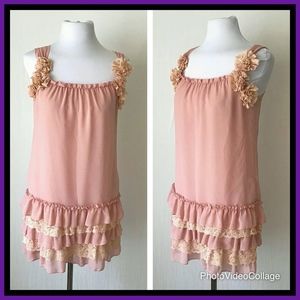 Light Rose Dress w/ Floral Accents
